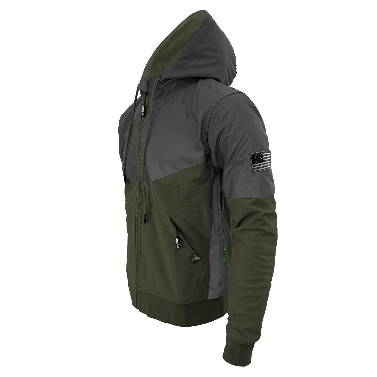 SoftShell Reflective Army Green Nebula Hoodie - with Pads