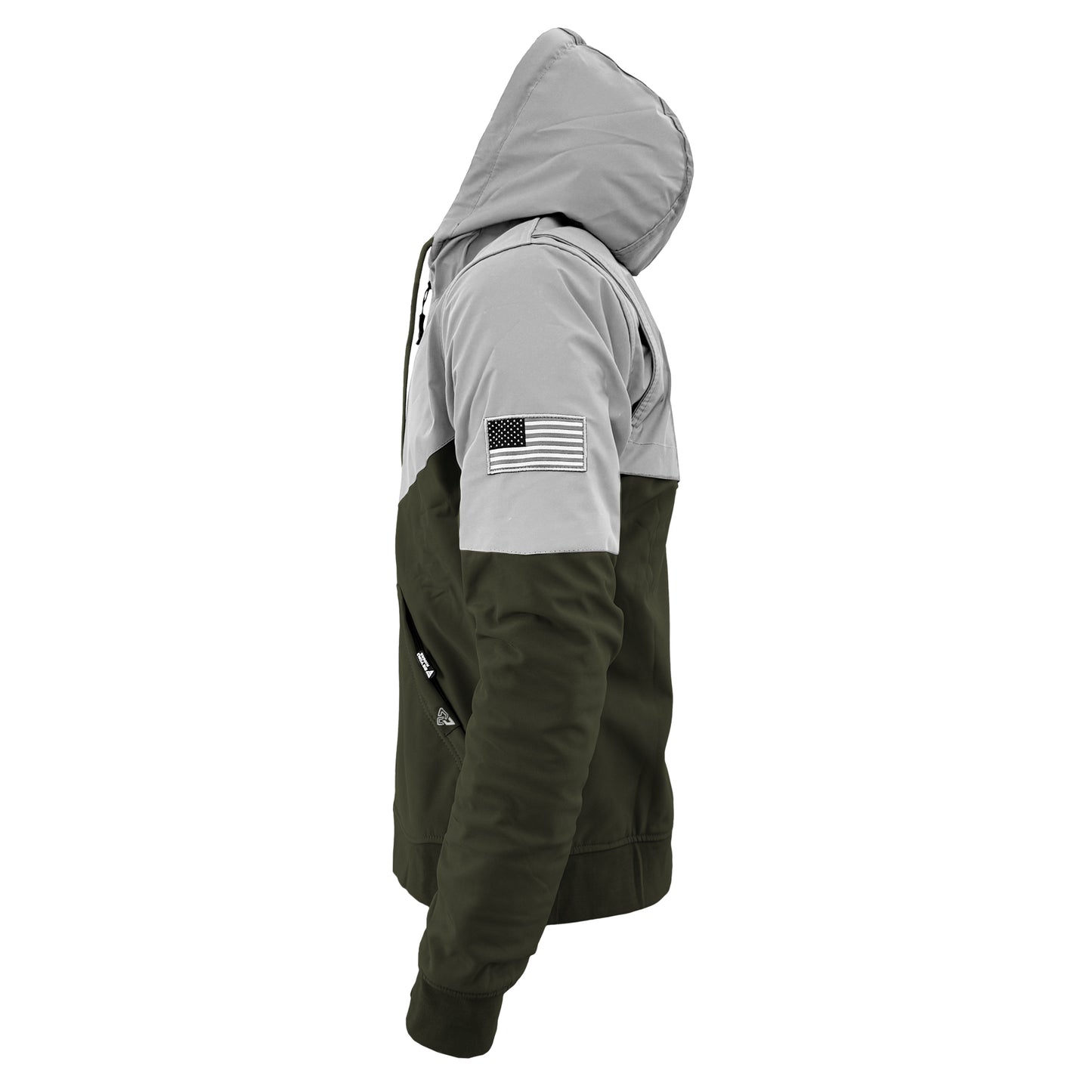 SoftShell Reflective Army Green Eclipse Hoodie - with Pads