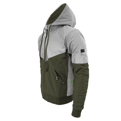 SoftShell Reflective Army Green Eclipse Hoodie - with Pads