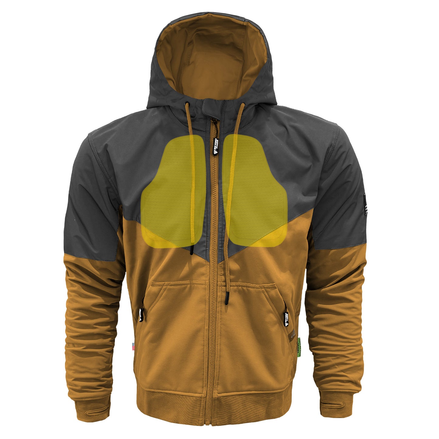 SoftShell Reflective Mustard Nebula Hoodie - with Pads