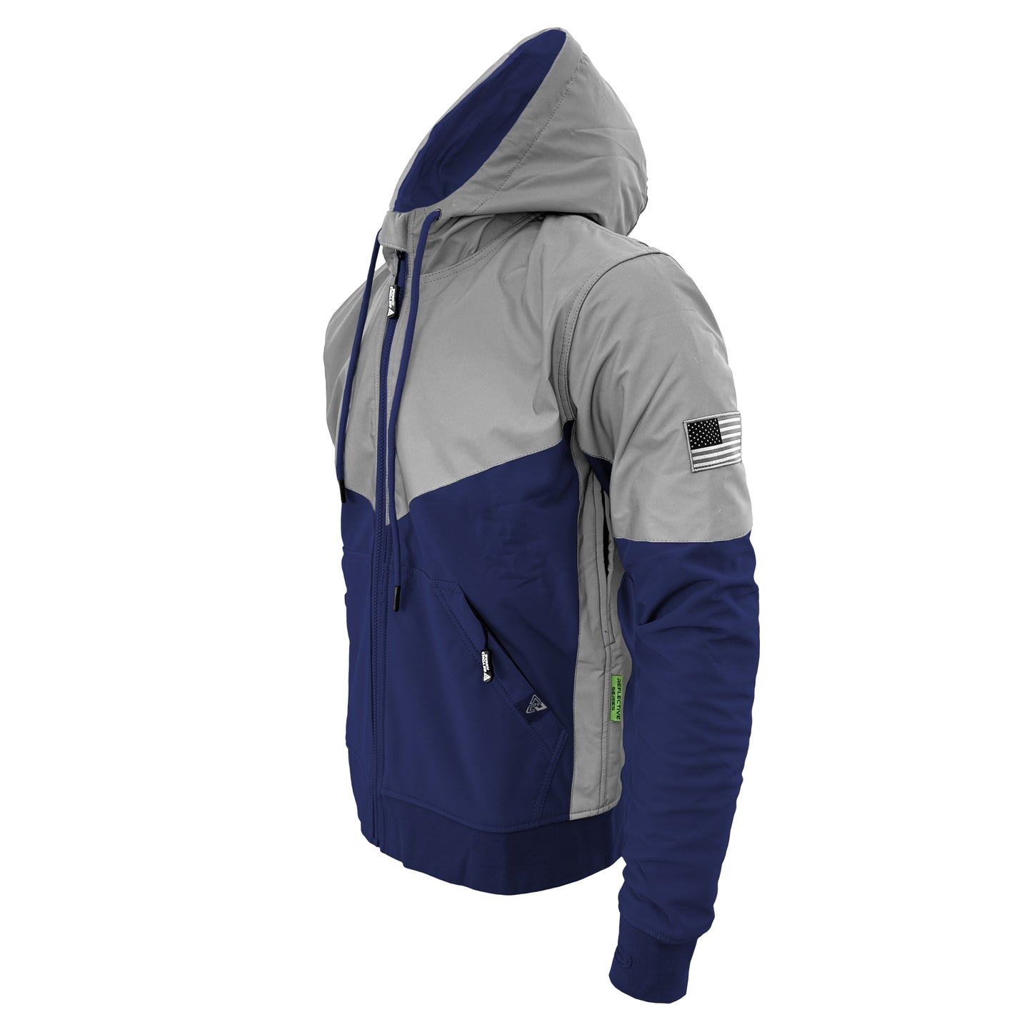 SoftShell Reflective Navy Blue Eclipse Hoodie - with Pads