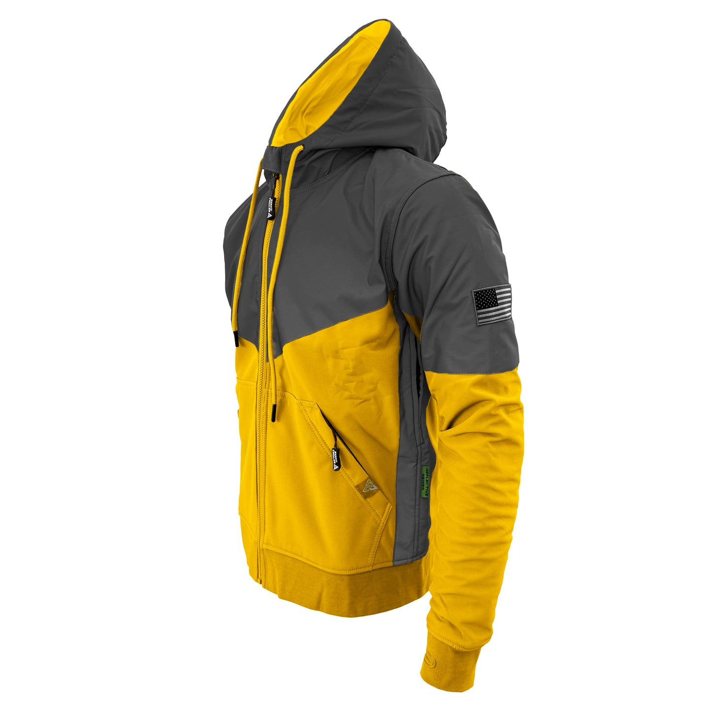 SoftShell Reflective Yellow Nebula Hoodie - with Pads