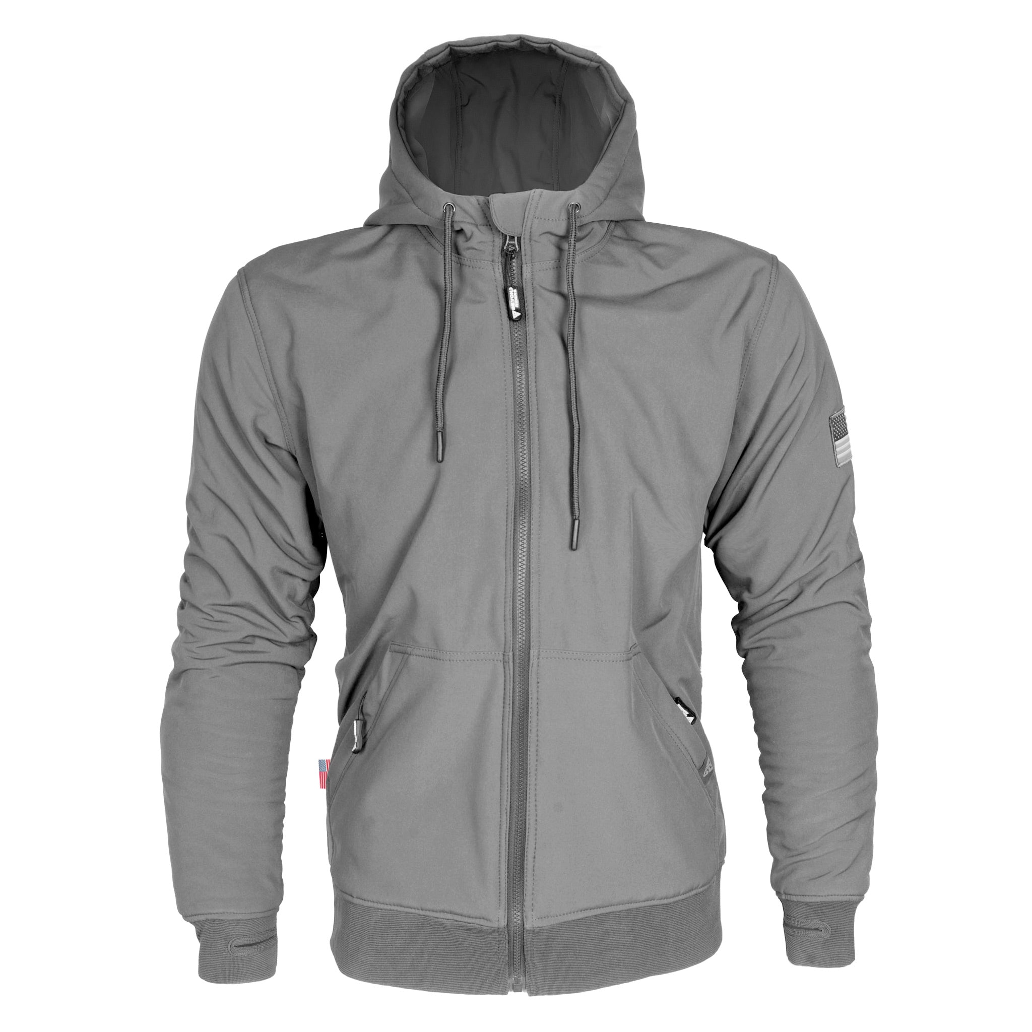 Unisex-Softshell-Hoodie-Gray-Matte-Color-Front