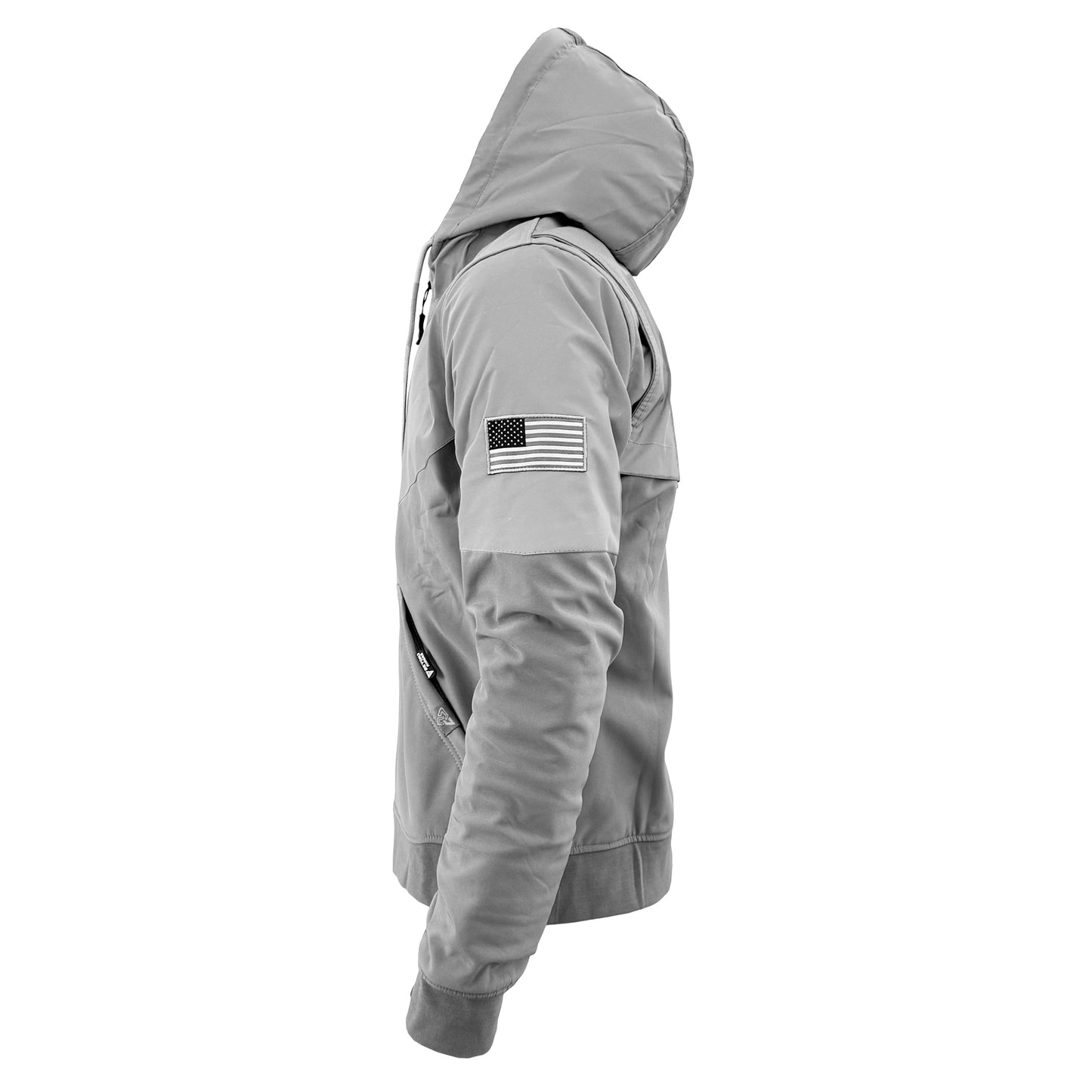 SoftShell Reflective "Twilight Titanium" Hoodie - Light Grey with Pads