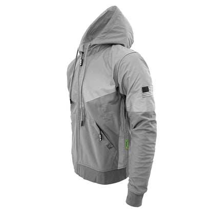 SoftShell Reflective "Twilight Titanium" Hoodie - Light Grey with Pads