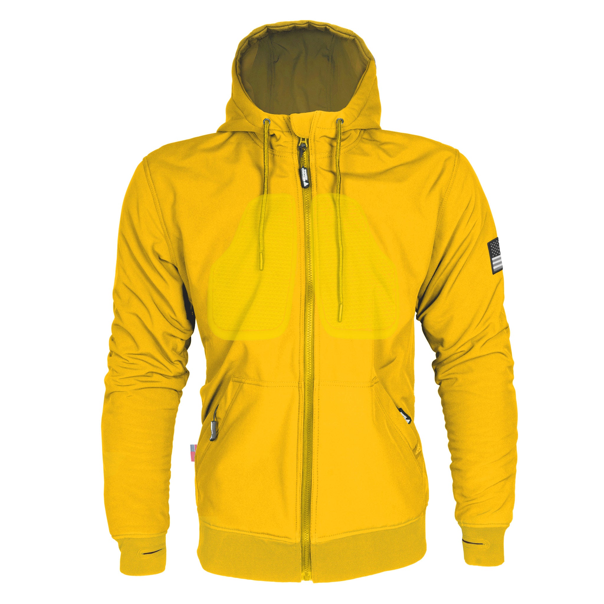 Protective SoftShell Unisex Hoodie - Yellow Matte with Pads