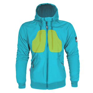 Protective SoftShell Unisex Hoodie - Arctic Blue Matte with Pads