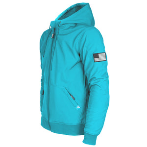 Protective SoftShell Unisex Hoodie - Arctic Blue Matte with Pads