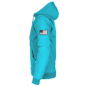 Protective SoftShell Unisex Hoodie - Arctic Blue Matte with Pads