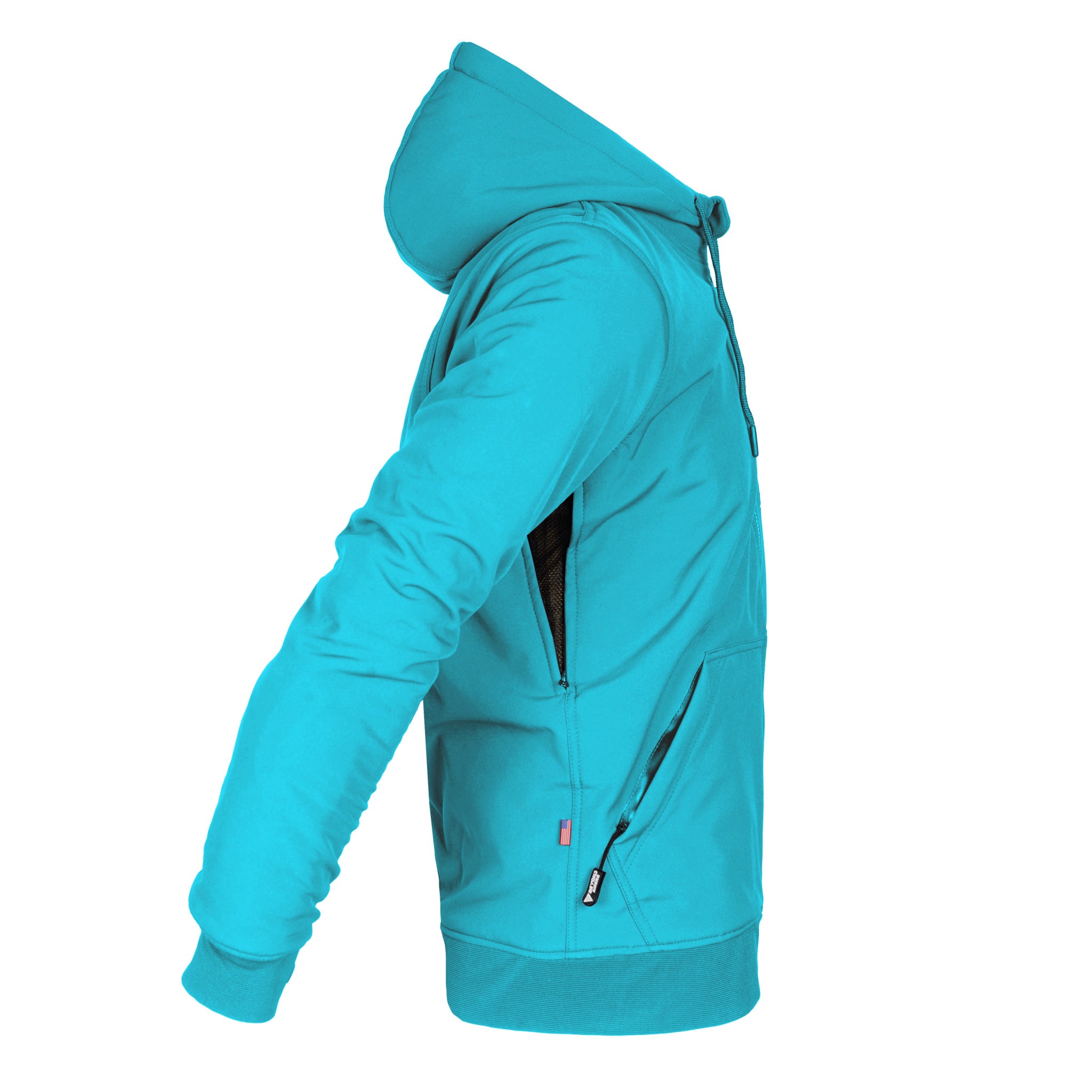 Protective SoftShell Unisex Hoodie - Arctic Blue Matte with Pads