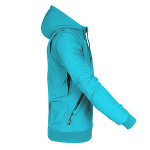 Protective SoftShell Unisex Hoodie - Arctic Blue Matte with Pads