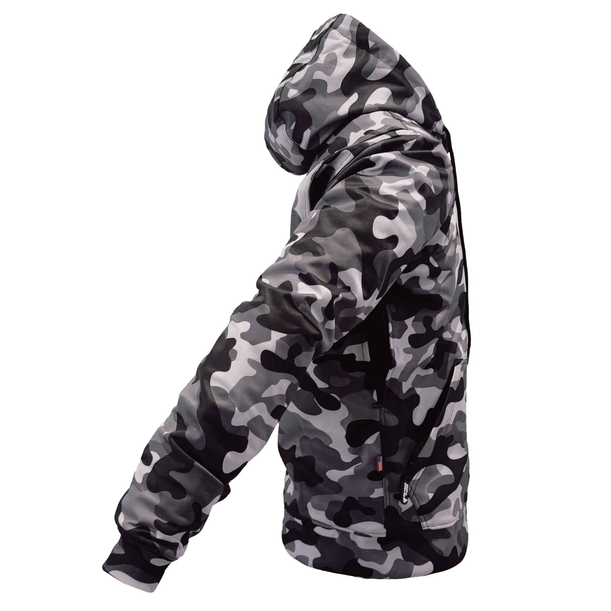 Protective SoftShell Unisex Camouflage Hoodie - "Grey Boomer" with Pads