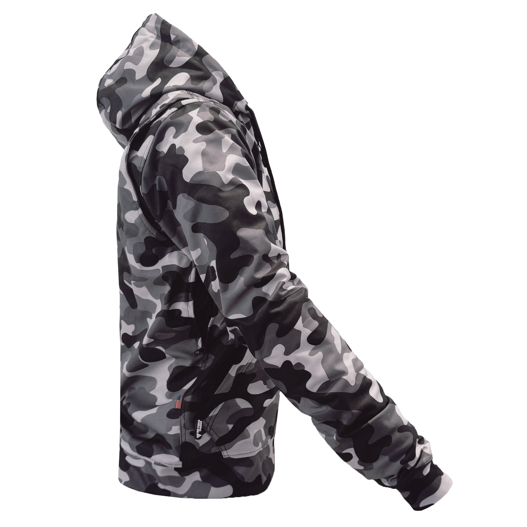 Protective SoftShell Unisex Camouflage Hoodie - "Grey Boomer" with Pads