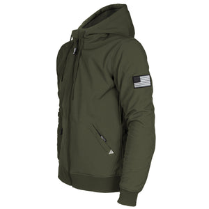 Protective SoftShell Unisex Hoodie - Army Green Matte with Pads