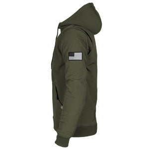 Protective SoftShell Unisex Hoodie - Army Green Matte with Pads