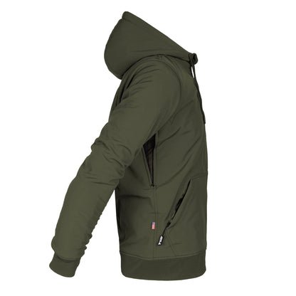 Protective SoftShell Unisex Hoodie - Army Green Matte with Pads