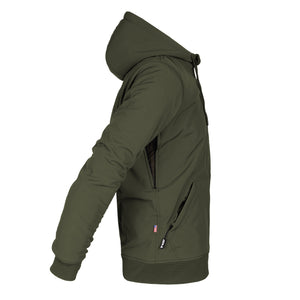 Protective SoftShell Unisex Hoodie - Army Green Matte with Pads