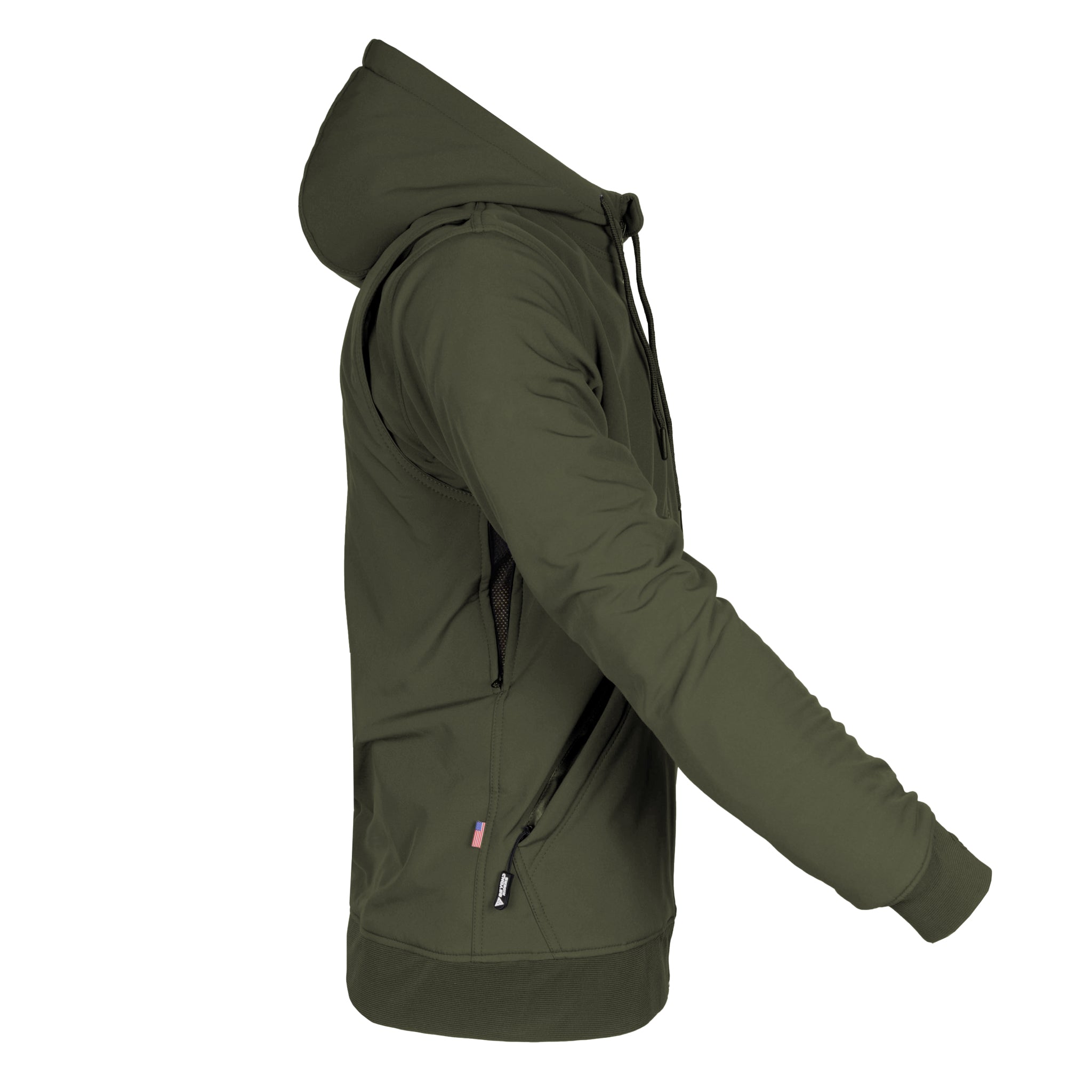 Protective SoftShell Unisex Hoodie - Army Green Matte with Pads