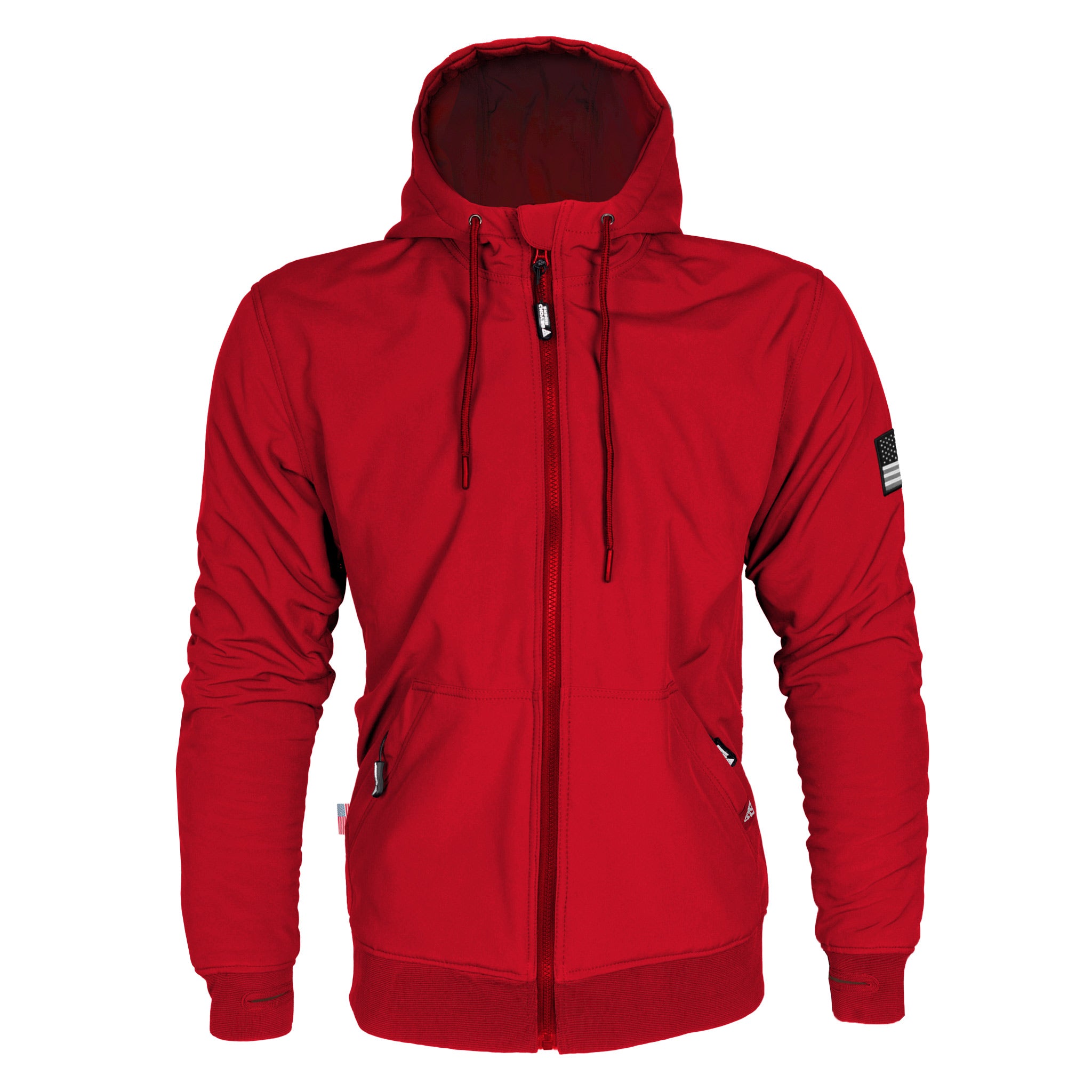 Protective SoftShell Unisex Hoodie - Red Solid Matte with Pads