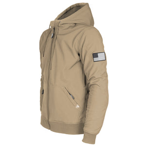 Protective SoftShell Unisex Hoodie - Khaki Matte with Pads