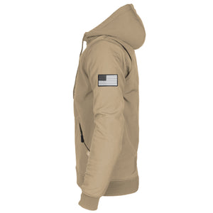 Protective SoftShell Unisex Hoodie - Khaki Matte with Pads