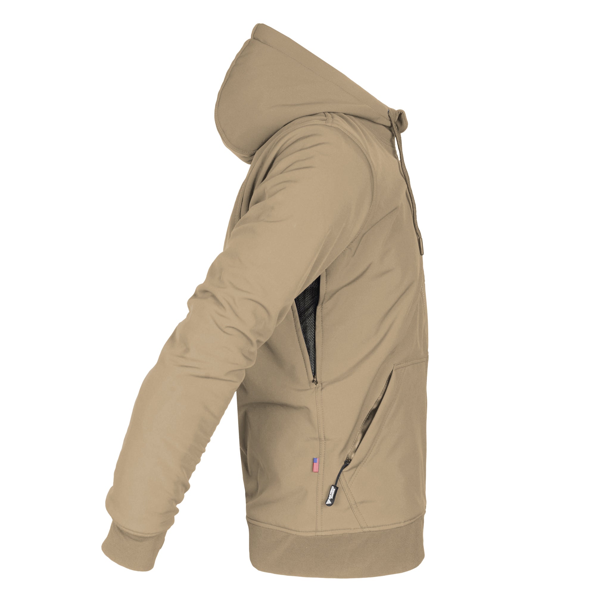 Protective SoftShell Unisex Hoodie - Khaki Matte with Pads