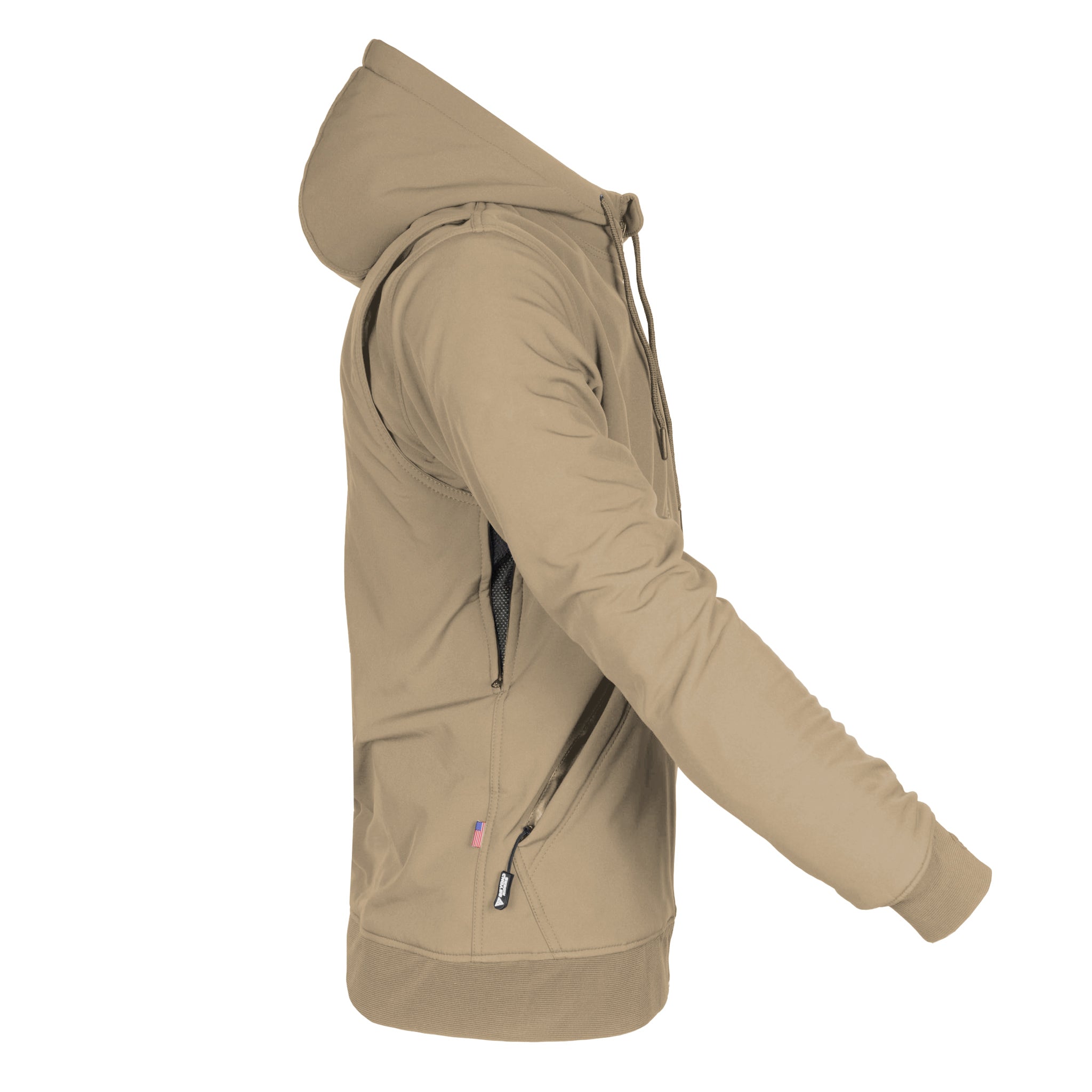 Protective SoftShell Unisex Hoodie - Khaki Matte with Pads