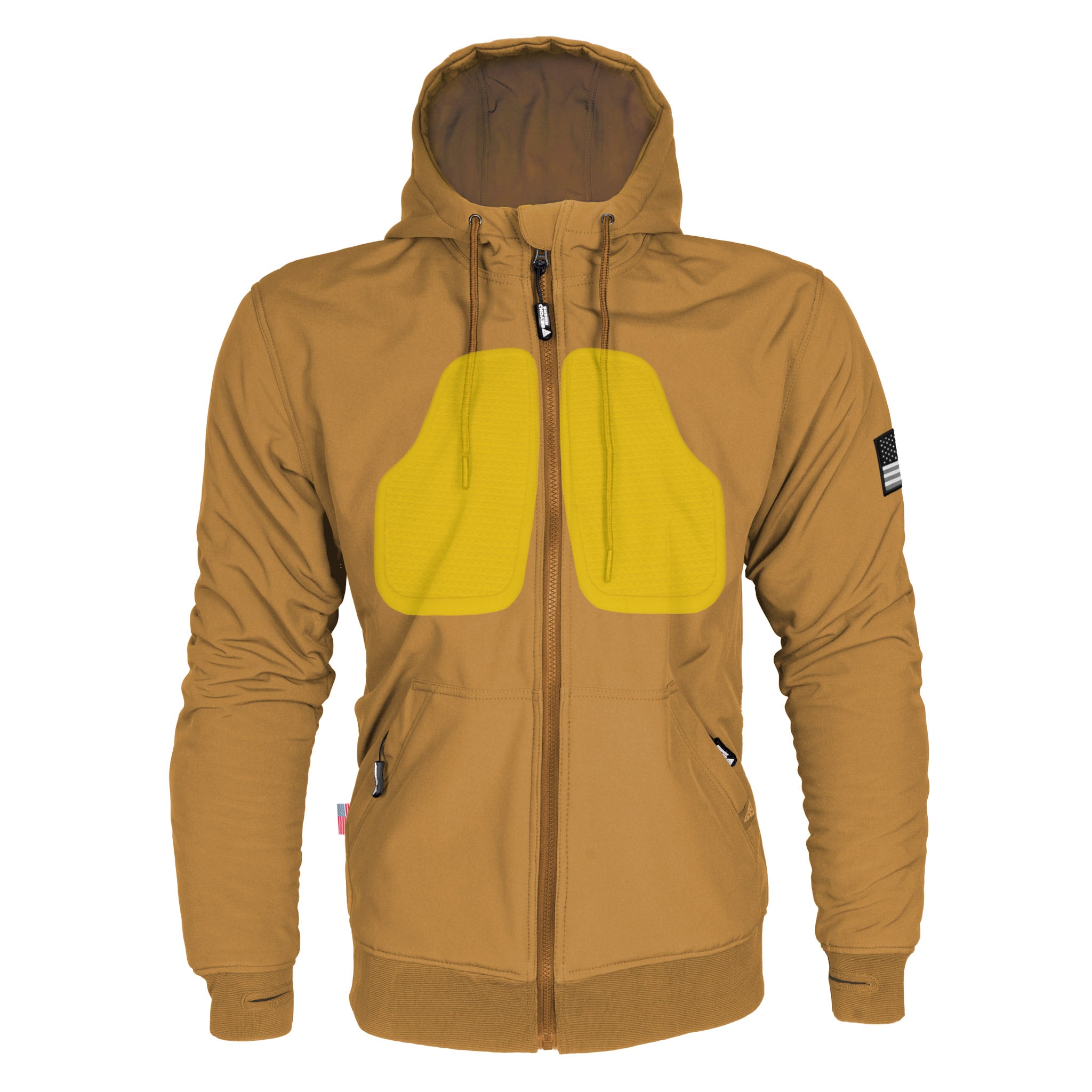 Protective SoftShell Unisex Hoodie - Mustard Matte with Pads