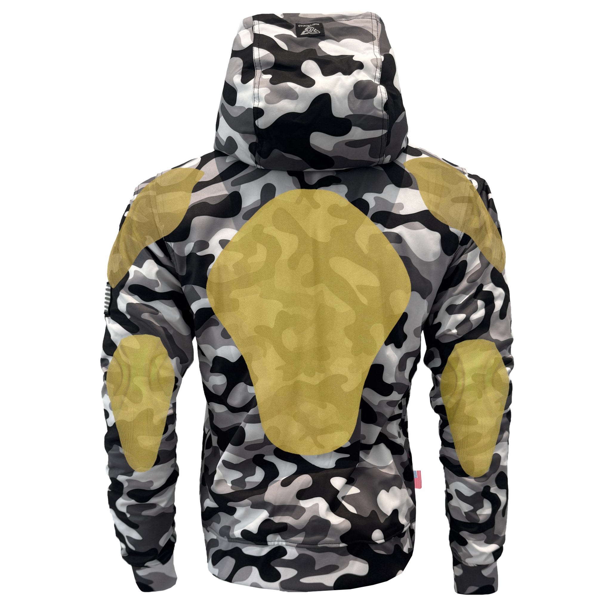 Protective SoftShell Unisex Camouflage Hoodie - "Snow Fox" with Pads