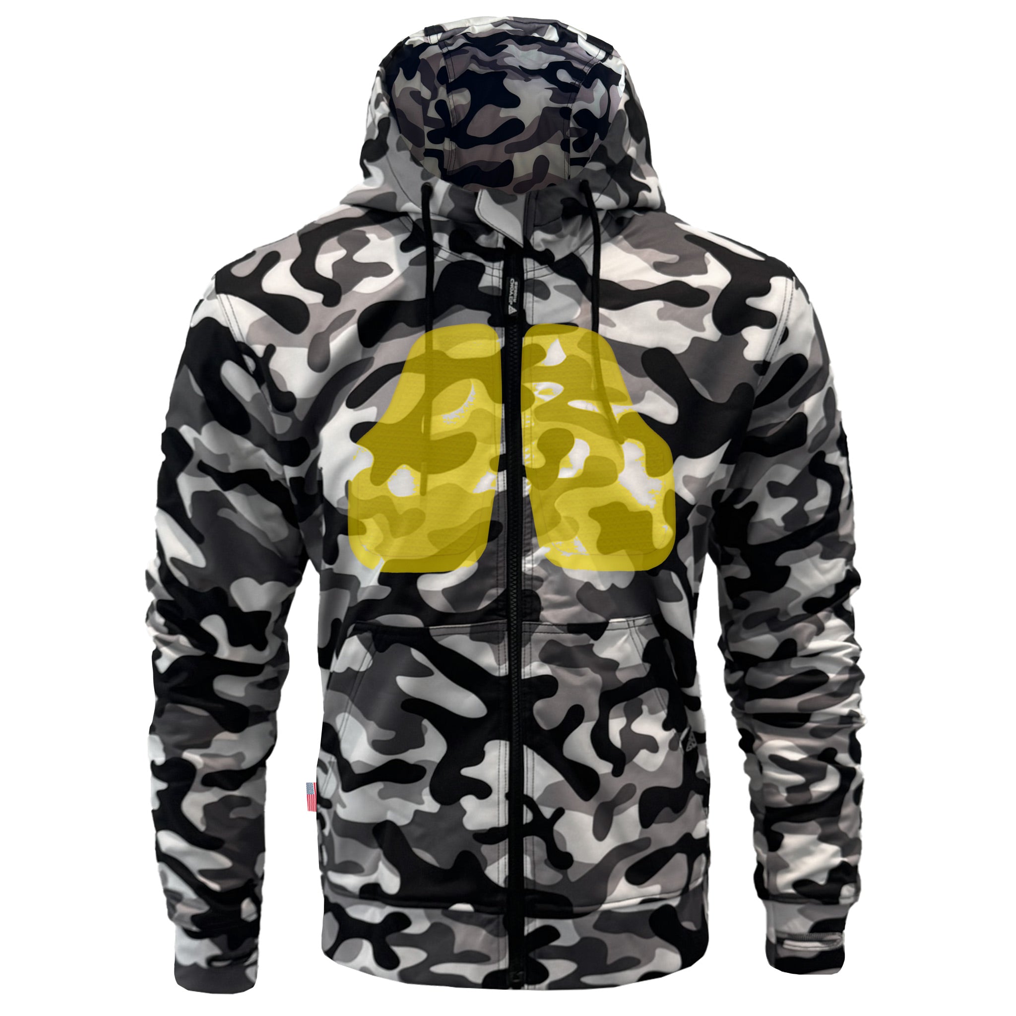 Protective SoftShell Unisex Camouflage Hoodie - "Snow Fox" with Pads