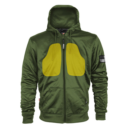 Army Green Solid Ultra Protective Hoodie with Pads