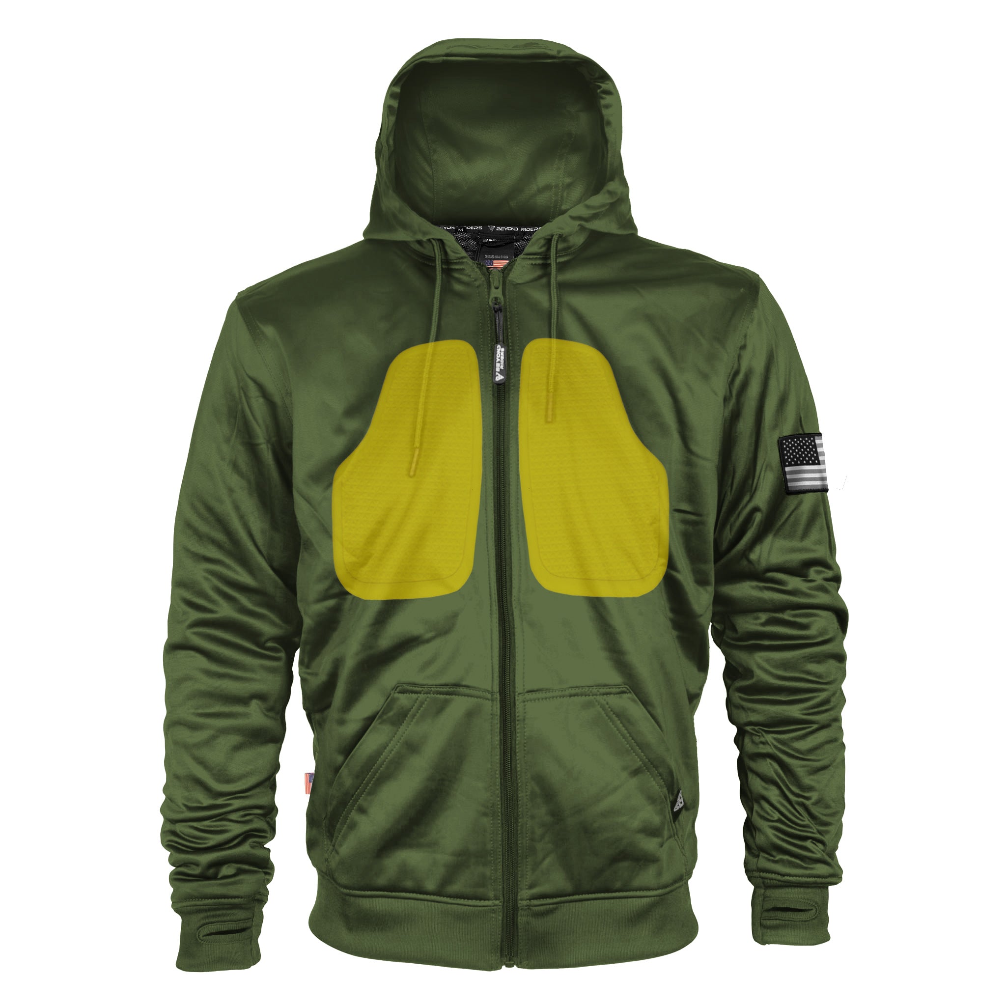 Army Green Solid Ultra Protective Hoodie with Pads