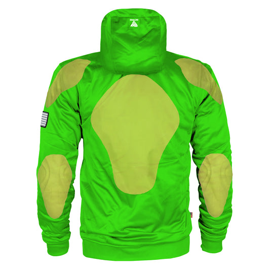 Green Solid Ultra Protective Hoodie with Pads