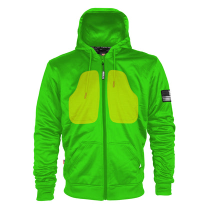 Green Solid Ultra Protective Hoodie with Pads