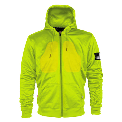 Hi Vis Green Solid Ultra Protective Hoodie with Pads