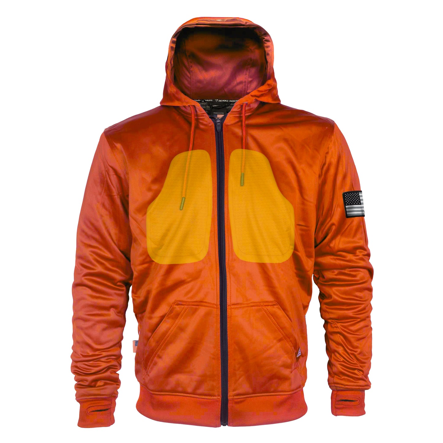 Unisex-Ultra-Hoodie-Orange-Solid-Front-With-Chest-Pads