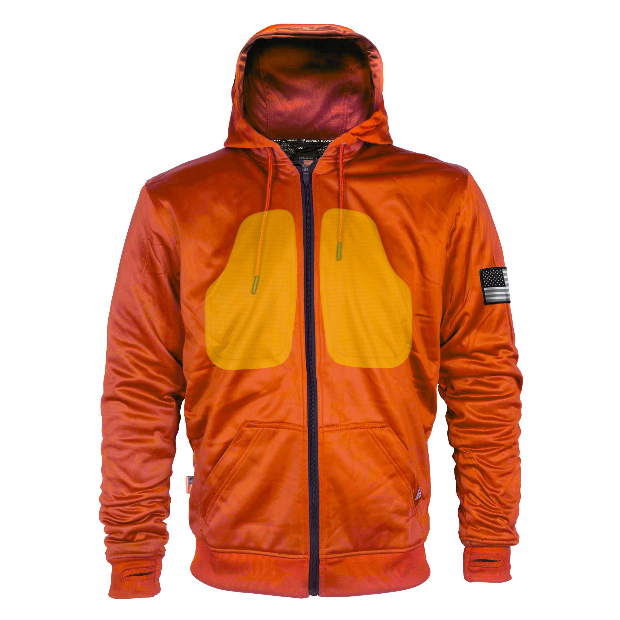 Unisex-Ultra-Hoodie-Orange-Solid-Front-With-Chest-Pads