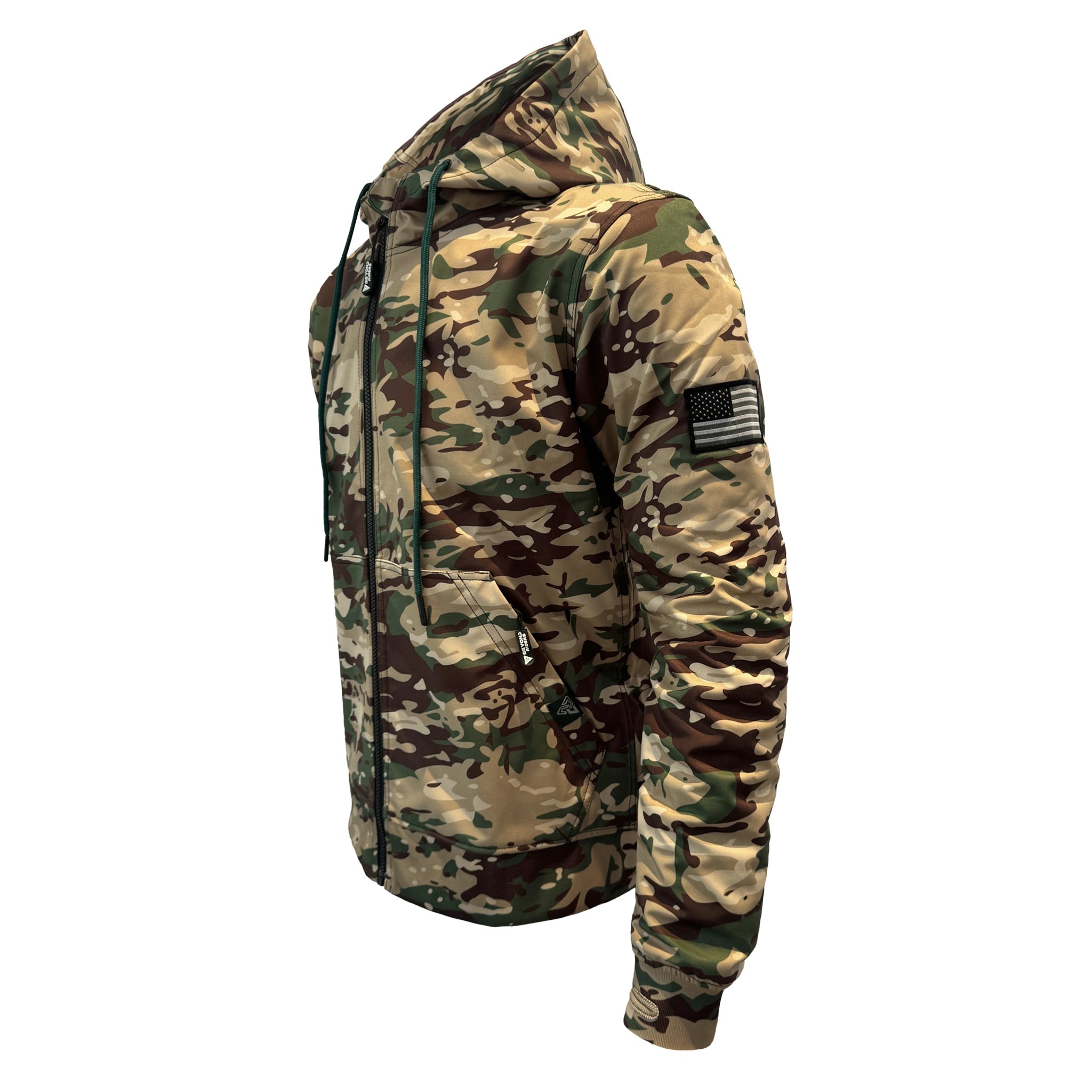 Protective SoftShell Unisex Camouflage Hoodie - “Delta Four” with Pads