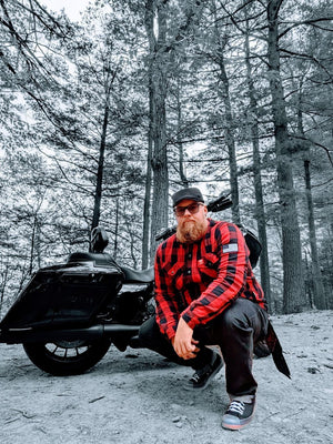 Protective Flannel Shirt - Red Checkered with Pads