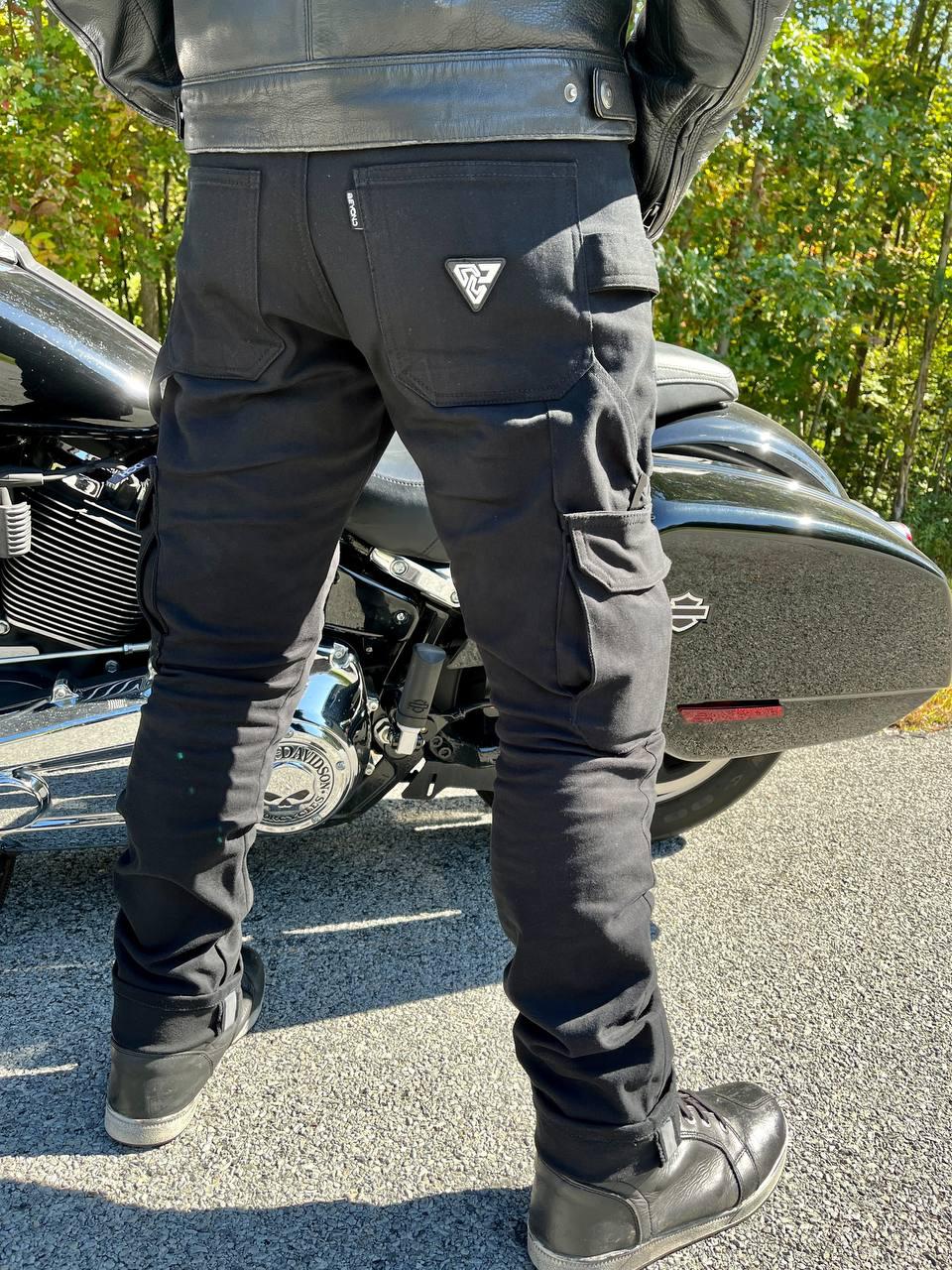 Straight Leg Cargo Pants - Black with Pads