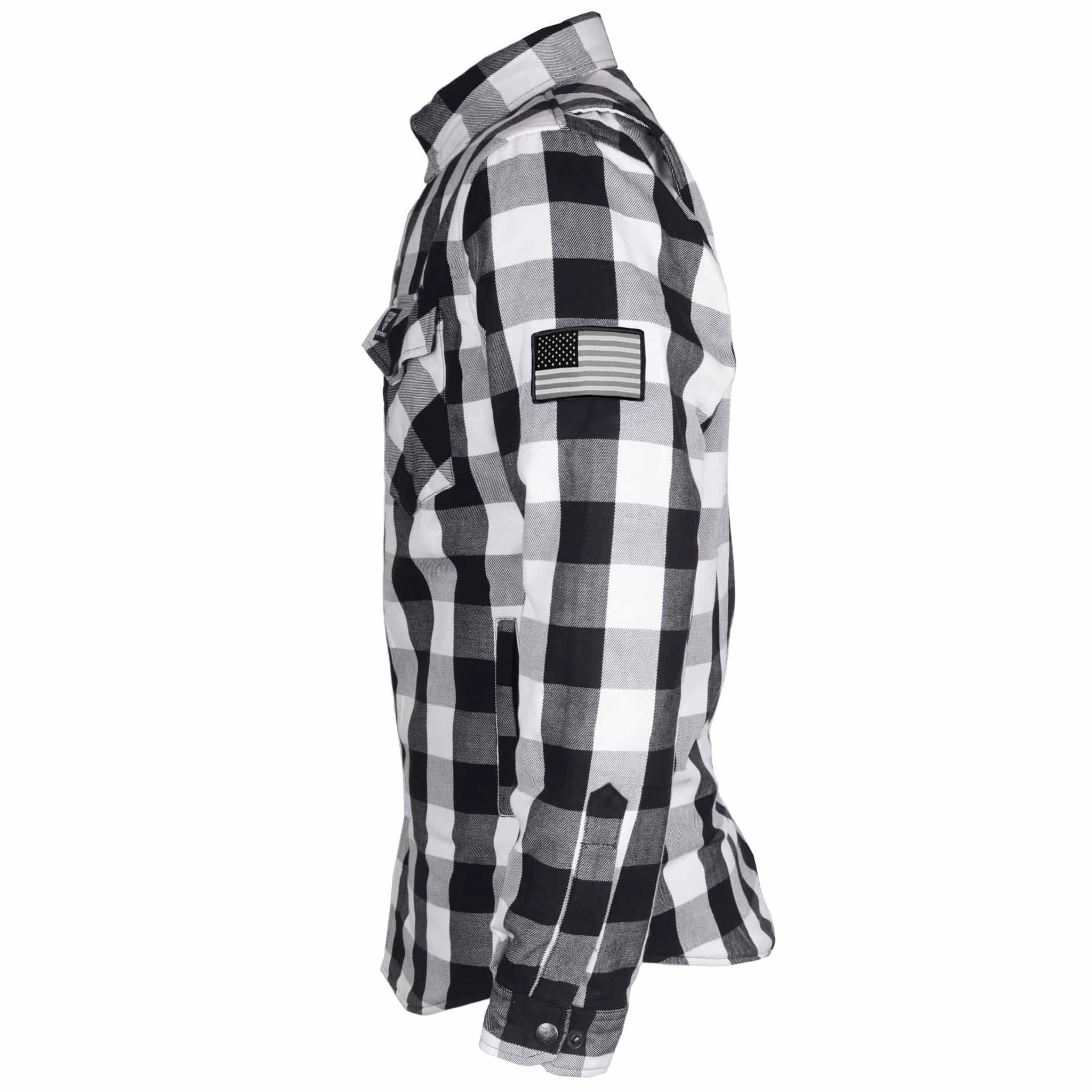 Protective Flannel Shirt - Black and White Checkered with Pads