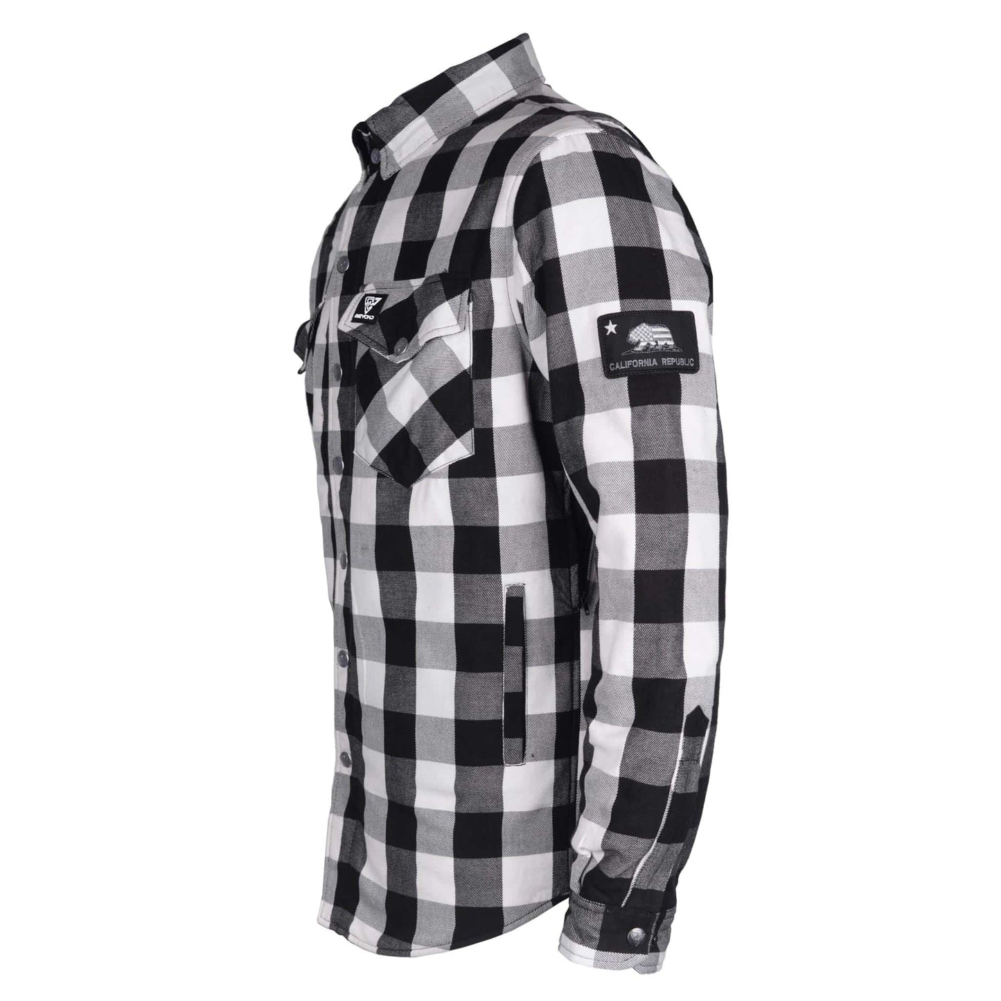 SALE Protective Flannel Shirt - Black and White Checkered with Pads