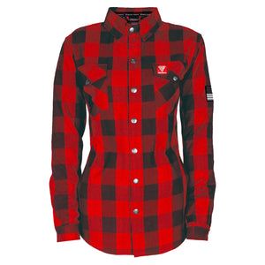 Protective Flannel Shirt for Women - Red Checkered with Pads