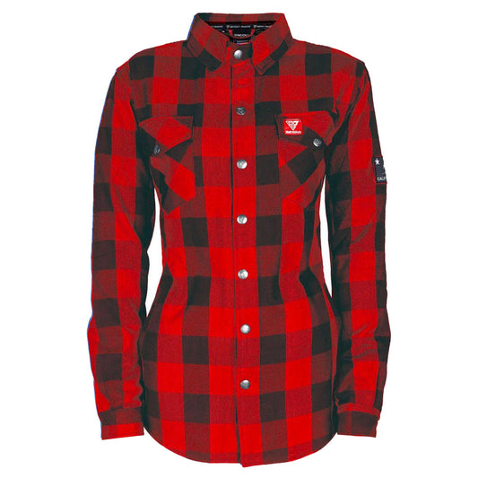 SALE Protective Flannel Shirt for Women - Red Checkered with Pads