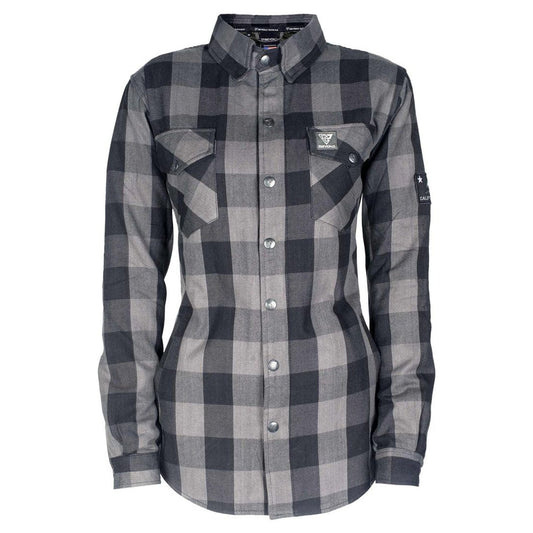SALE Protective Flannel Shirt for Women - Grey Checkered with Pads