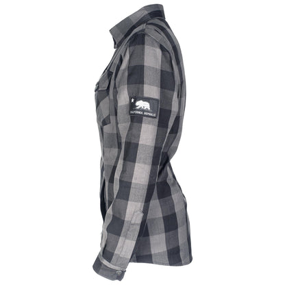 SALE Protective Flannel Shirt for Women - Grey Checkered with Pads