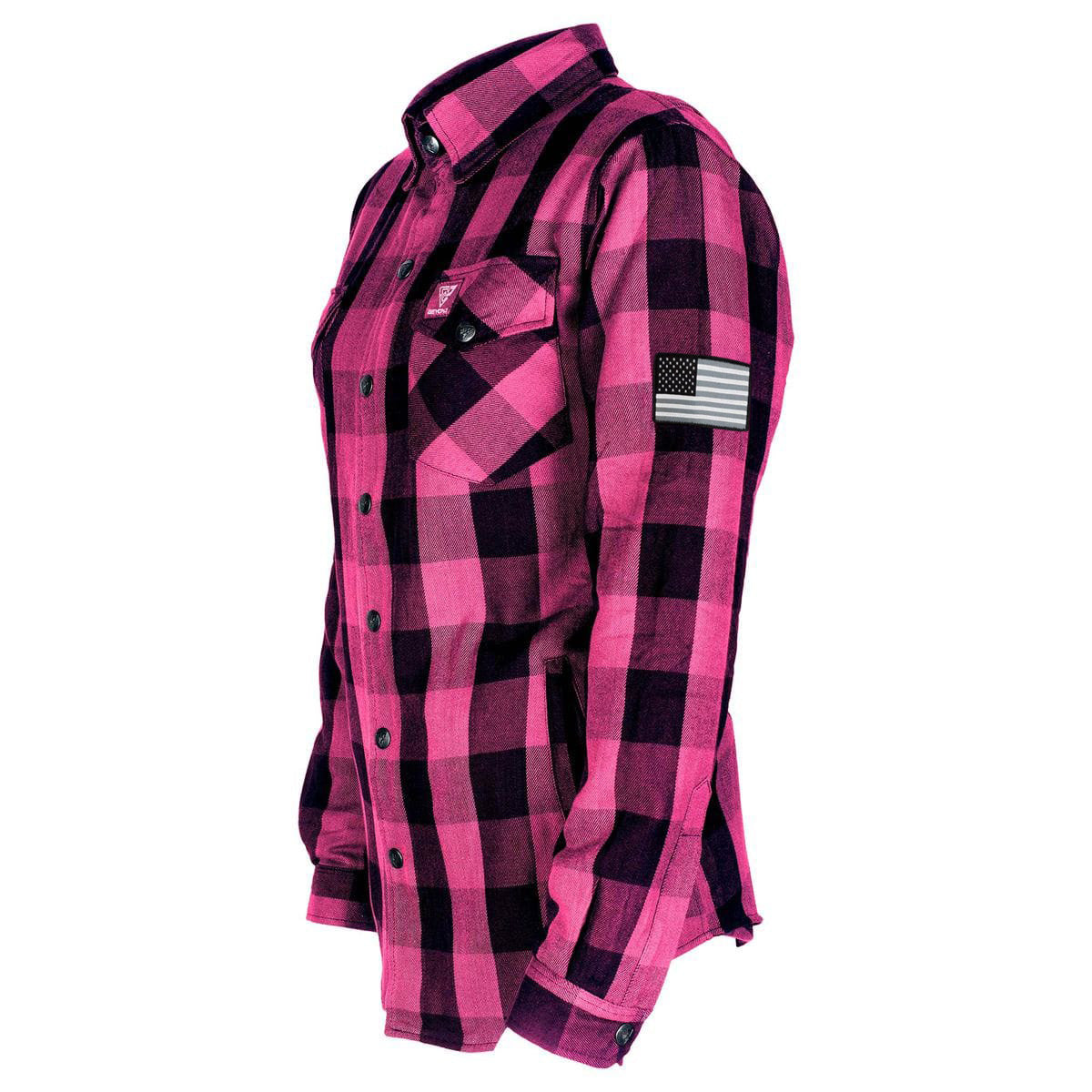 Protective Flannel Shirt for Women - Pink Checkered with Pads