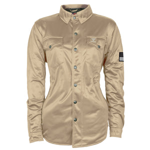 ‌Ultra Protective Shirt for Women - Khaki Solid with Pads