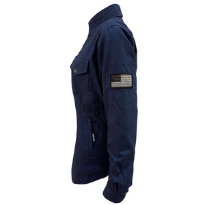 Protective Canvas Jacket for Women - Navy Blue with Pads