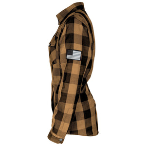 Protective Flannel Shirt for Women - Camel Checkered with Pads